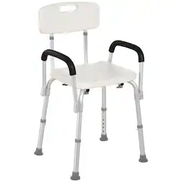 Homcom - Shower Chair, Mobility Medical Grade Bath Chair, Adjustable Shower Bench with Removable Armrests for Seniors, Handicap - White