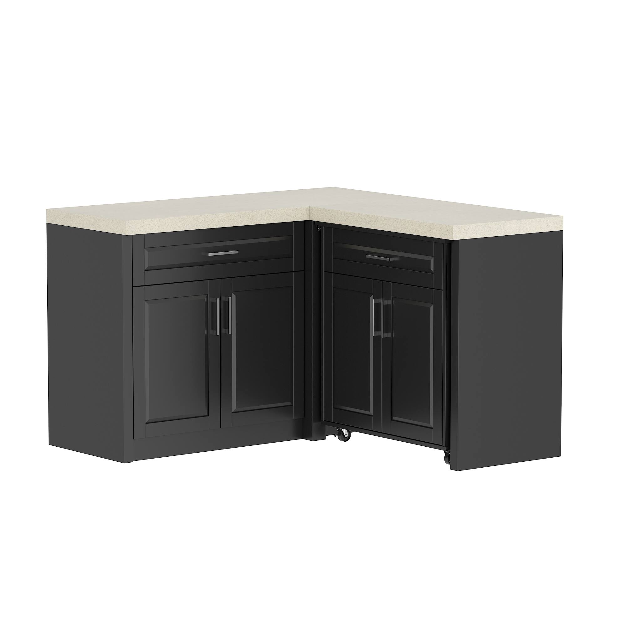 Angle. FUFU&GAGA - FUFU&GAGA L - Shaped Sideboards Kitchen Storage Cabinet Space - Saving Organization Pantry Cabinet - Black.