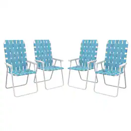 Resenkos - 4-Pack Folding Chairs, Durable Outdoor Camping Seats, Compact Lawn Chairs with Armrests - Blue
