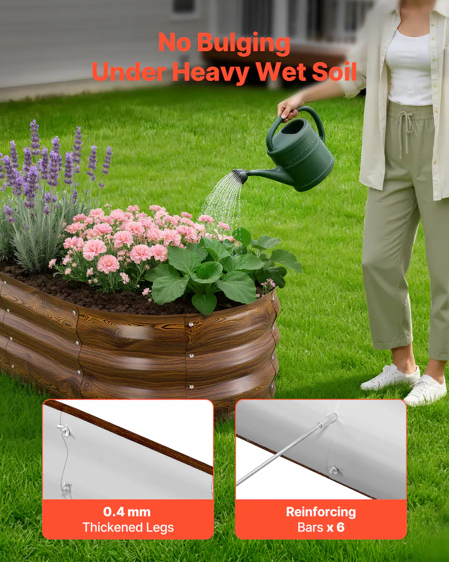 Landscape Store Structure VEVOR 2 Pack Galvanized Raised Garden Beds, 4 x 2 x 1 ft, Oval Metal ...