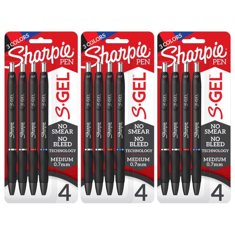 Sharpie S Gel Gel Pens, Medium Point (0.7mm), Assorted Colors, 4 Per ...