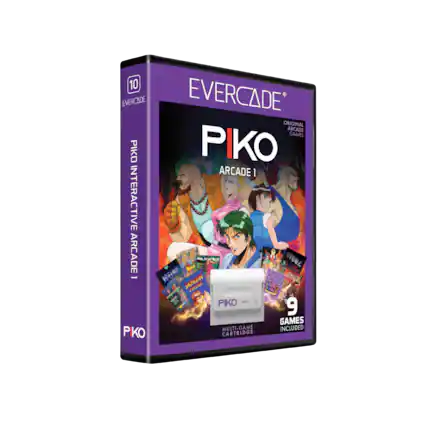 10 EVERCADE EVERCADE ORIGINAL ARCADE GAMES PIKO PIKO ARCADE 1 INTERACTIVE ARCADE 9 GAMES MULTI-GAME INCLUDED PK CARTRIDGE - E (Everyone)