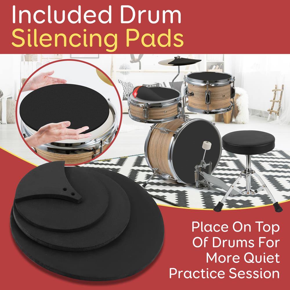 Included Drum Silencing Pads  
Place On Top Of Drums For More Quiet Practice Session
