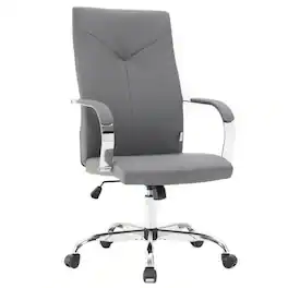 LeisureMod - Sonora High-Back Leather Office Chair with Adjustable Height, Swivel, and Tilt, Desk, Conference Room, or Home Office - Gray