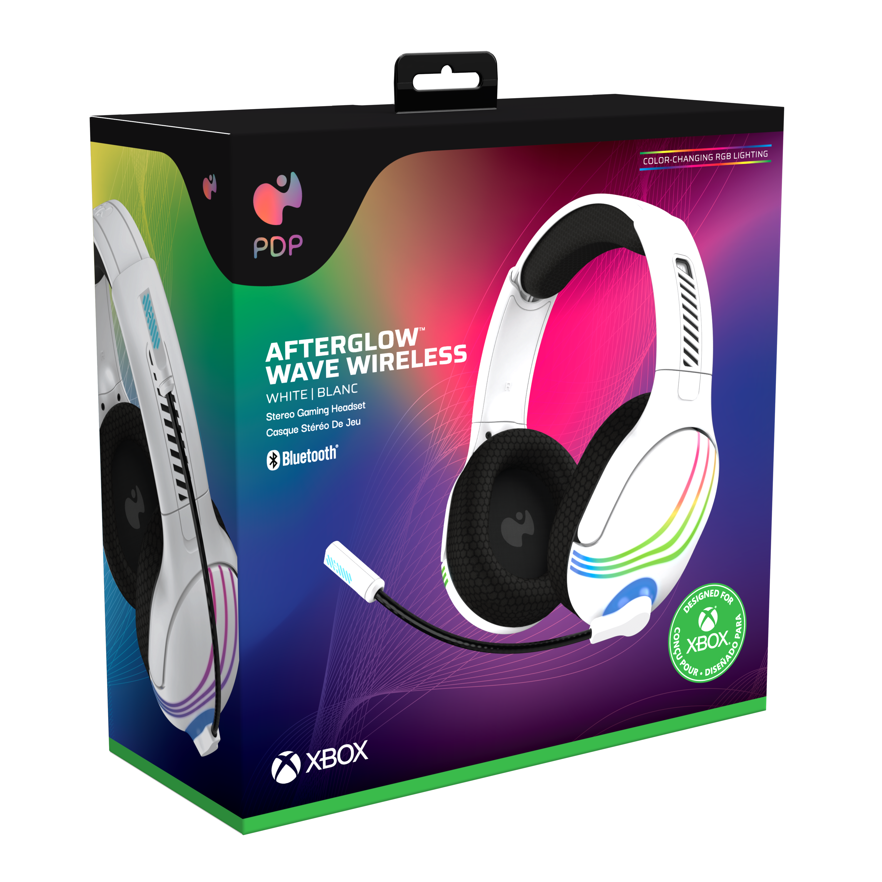 AFTERGLOW WAVE WIRELESS  
WHITE | BLANC  
Stereo Gaming Headset  
Casque Stéréo De Jeu  

Bluetooth  

COLOR-CHANGING RGB LIGHTING  

DESIGNED FOR XBOX  
XBOX GAME PASS  

XBOX
