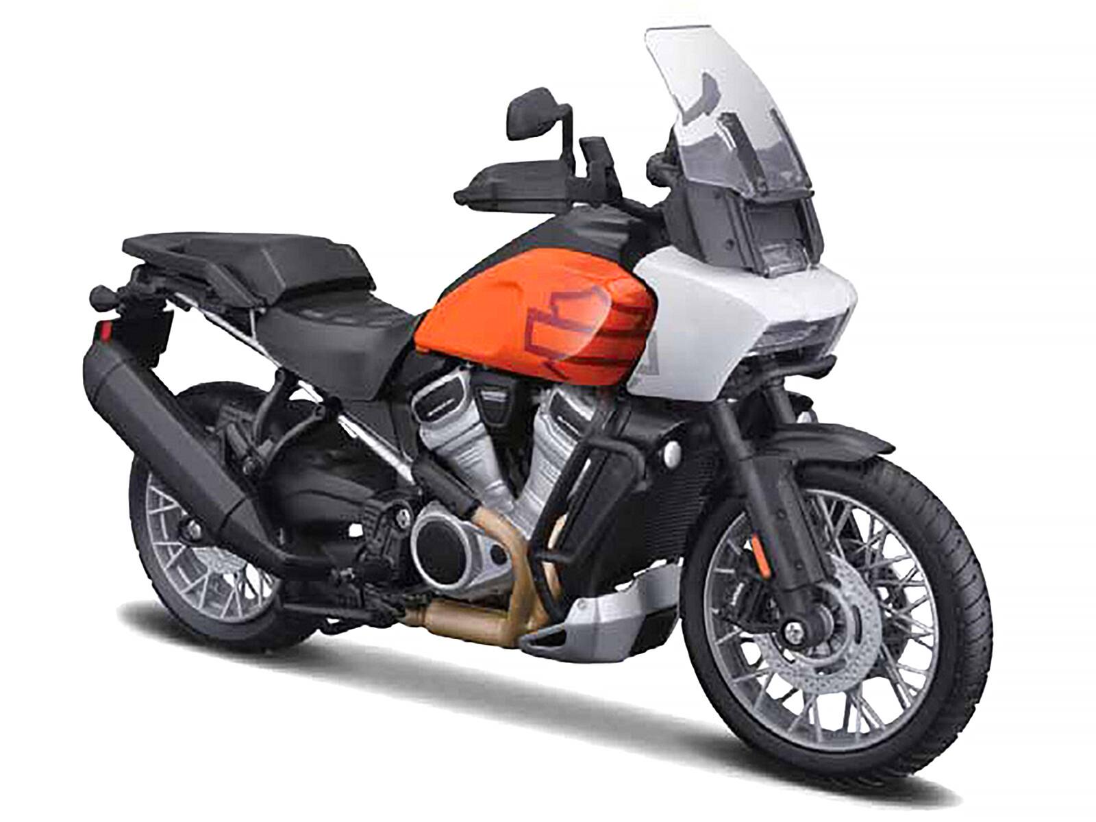 Alt View 1. Maisto - 2021 Harley Davidson Pan America 1250 Motorcycle Orange and Black "H-D Custom" 1/12 Diecast Model by Maisto.