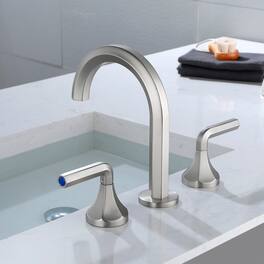 8 in Widespread Double Handle 1.2 GPM Bathroom Faucet with Quick Connect Hose and Water Supply Hose