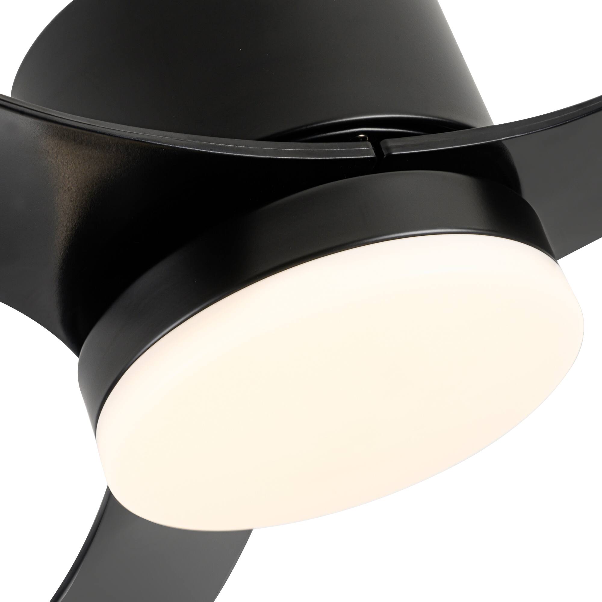 Back. Breezary - 52" Indoor Ceiling Fan, 3 ABS Blades, 6-Speed DC Motor, Remote Control, Memory/Timer, 3-Color LED Light, 5"/10" Downrods - Matte Black.