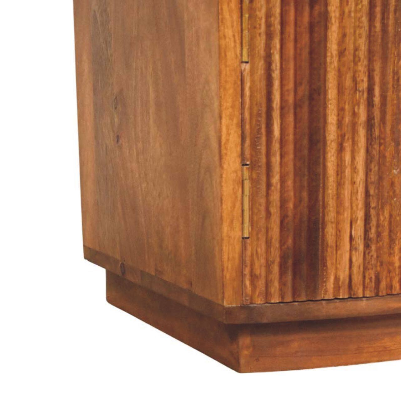 Alt View 4. Artisan Furniture - Artisan Furniture Solid WoodSolid Wood Curved Ribbed Bedside with Drawer - Brown.