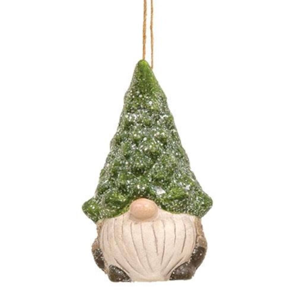 Left. BreeBe - Evergreen Tree Hat Gnome Ornament 2 Asstd. - Green, White.