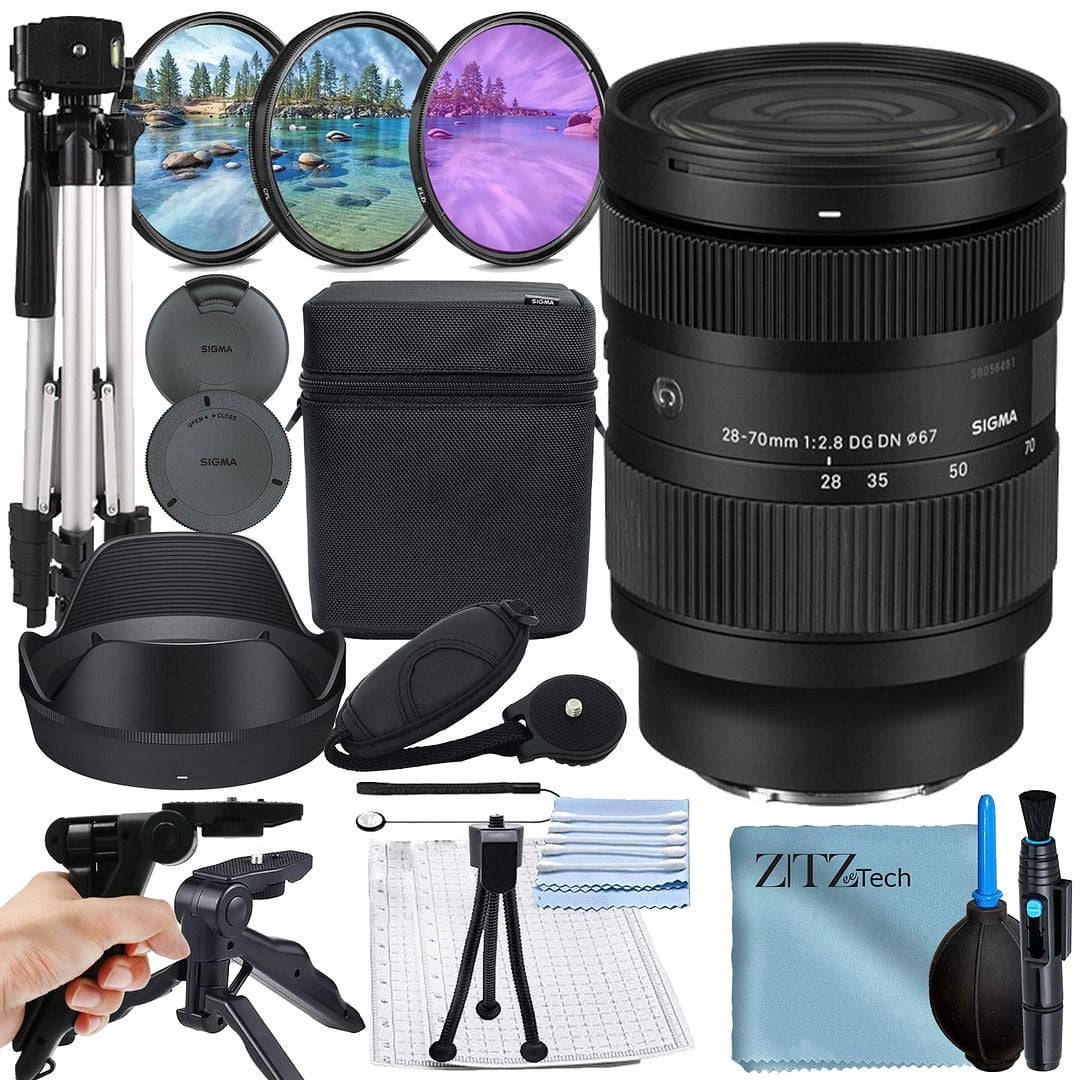 Bundle - Sigma - 28-70mm f/2.8 DG DN Contemporary Lens for Sony E Mount + 3 Pieces Filter Kit + Tripod + ZeeTech - Black price history on PriceWatchPro