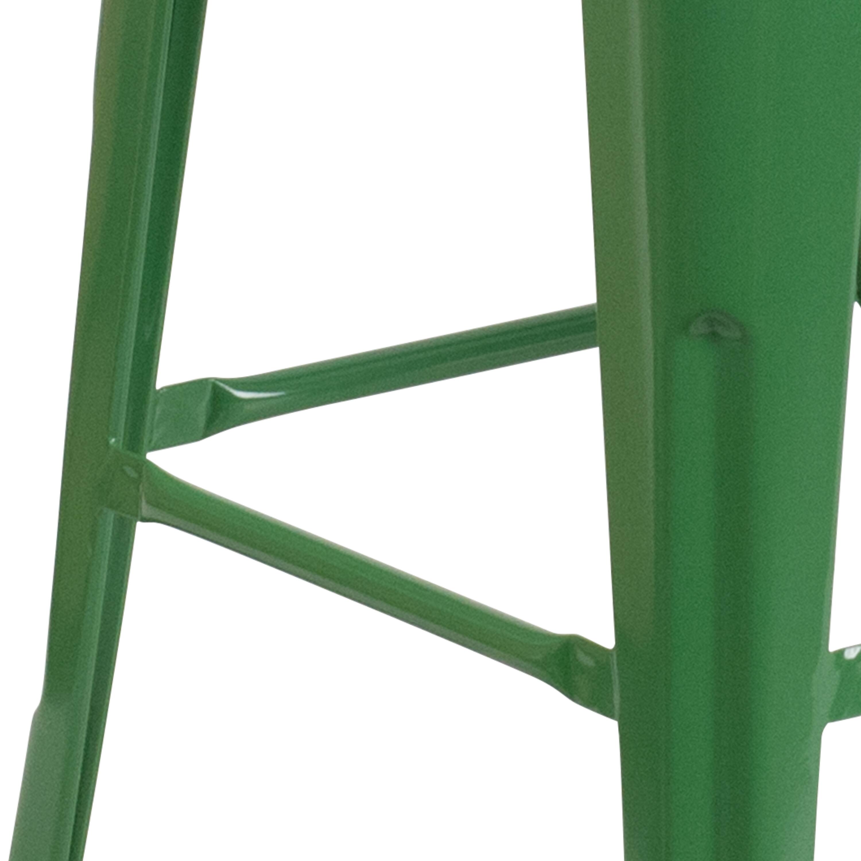 Alt View 7. Emma + Oliver - 30"H Backless Metal Barstool with Wood Seat - Green.