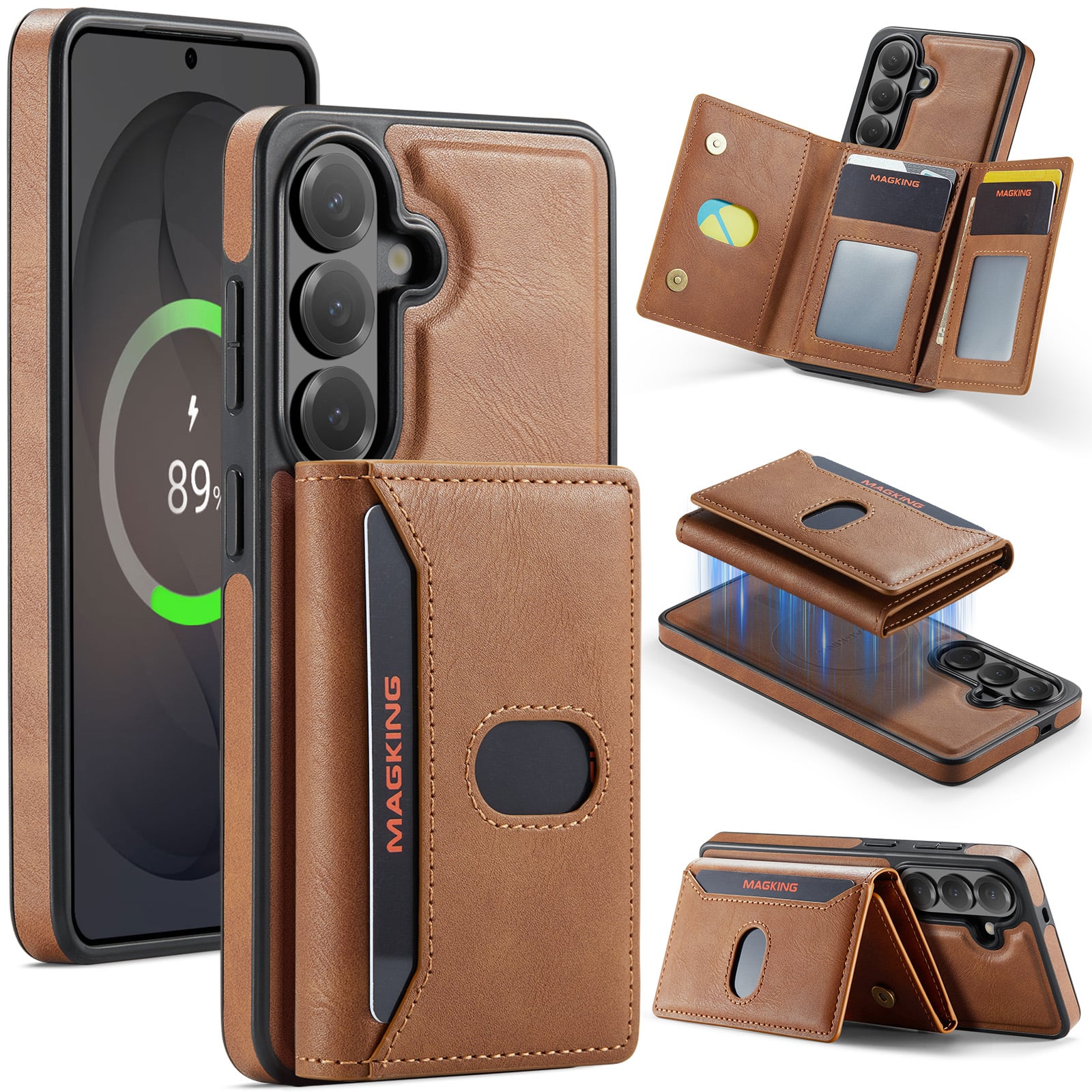UUCOVER - Detachable Magnetic Card Wallet Leather Case for Samsung Galaxy S26+ Compatible with MagSafe RFID Blocking Stand Cover - Brown price history on PriceWatchPro