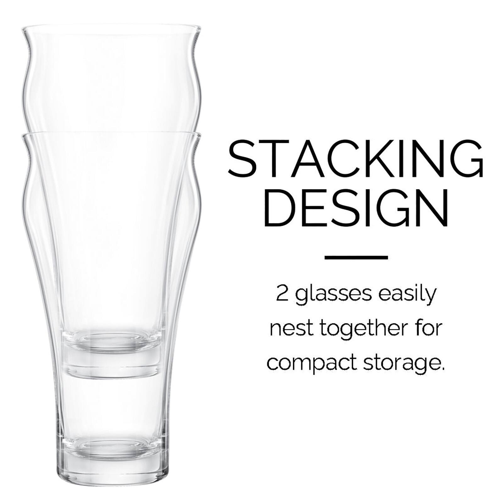 STACKING DESIGN

2 glasses easily nest together for compact storage.