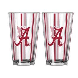 Logo Brands - Alabama Crimson Tide Two-Piece 16oz. Striped Pint Glass Set - Multicolor