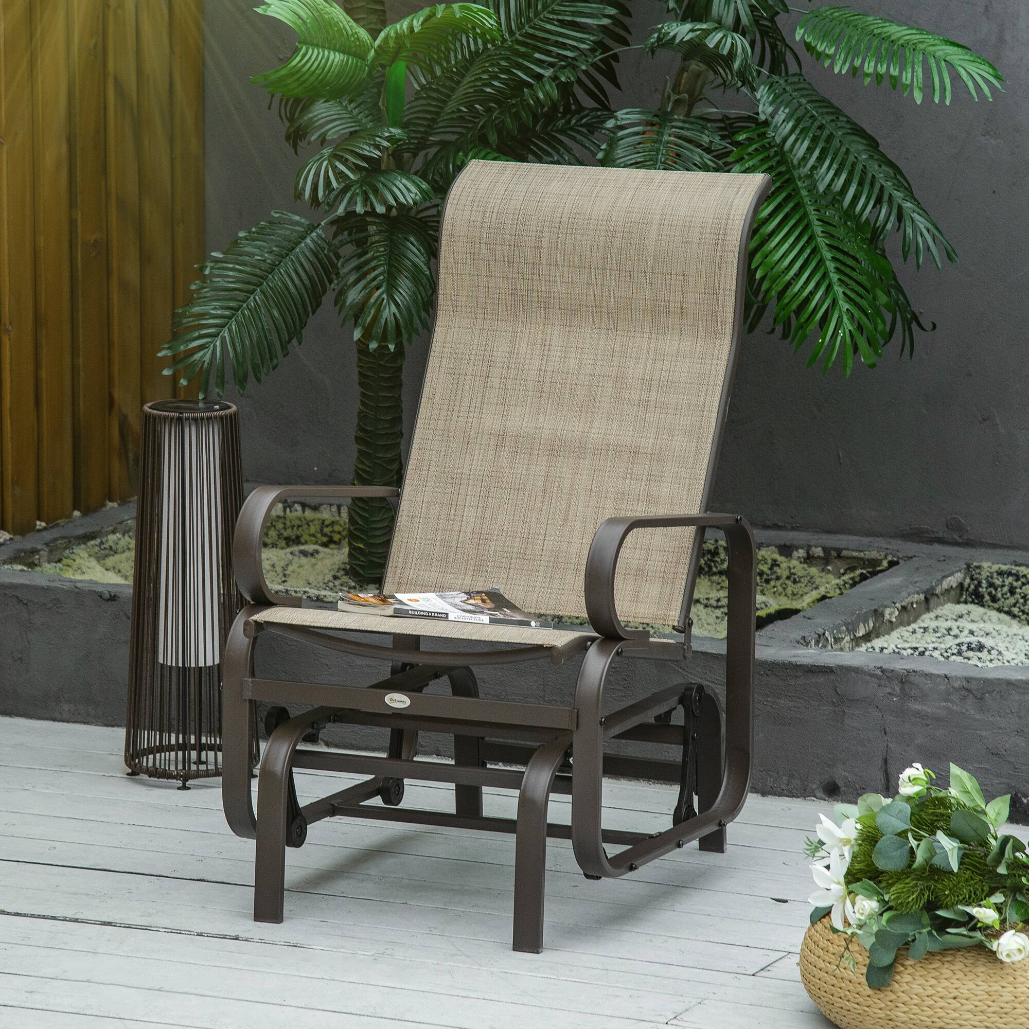 Alt View 1. Outsunny - Gliding Lounger Chair - Tan.