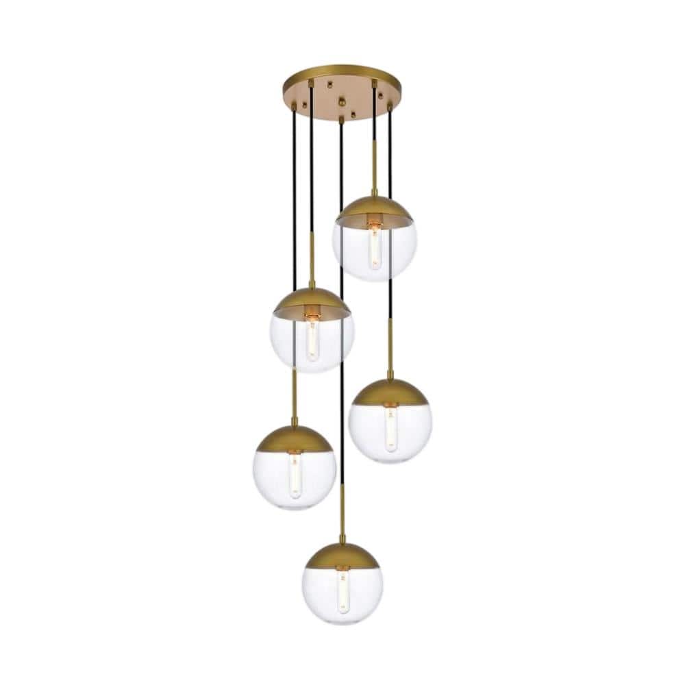 Living District - Eclipse 5 Lights Brass Pendant With Clear Glass - Brass And Clear price history on PriceWatchPro