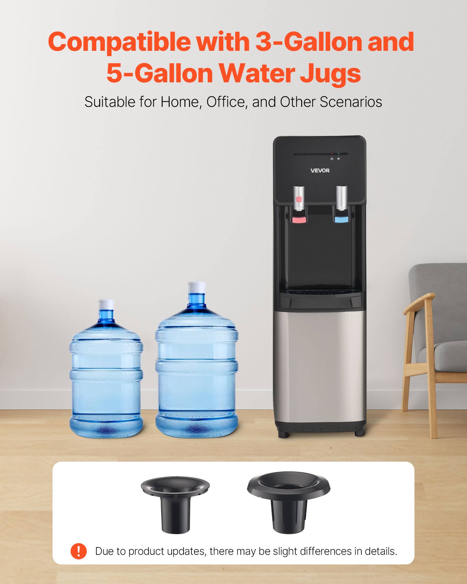 Compatible with 3-Gallon and 5-Gallon Water Jugs  
Suitable for Home, Office, and Other Scenarios  

Due to product updates, there may be slight differences in details.