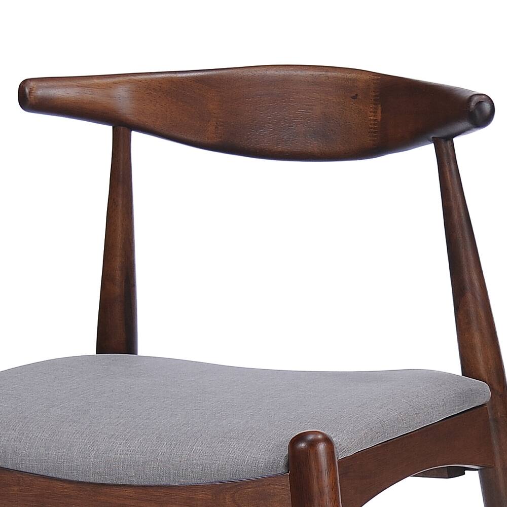 Alt View 6. Loheer - Loheer Set of 2 Rubberwood Dining Chairs Vintage Ergonomic Backrest Cushioned Solid Wood Chairs Walnut Light Gray - Walnut, Light Gray.