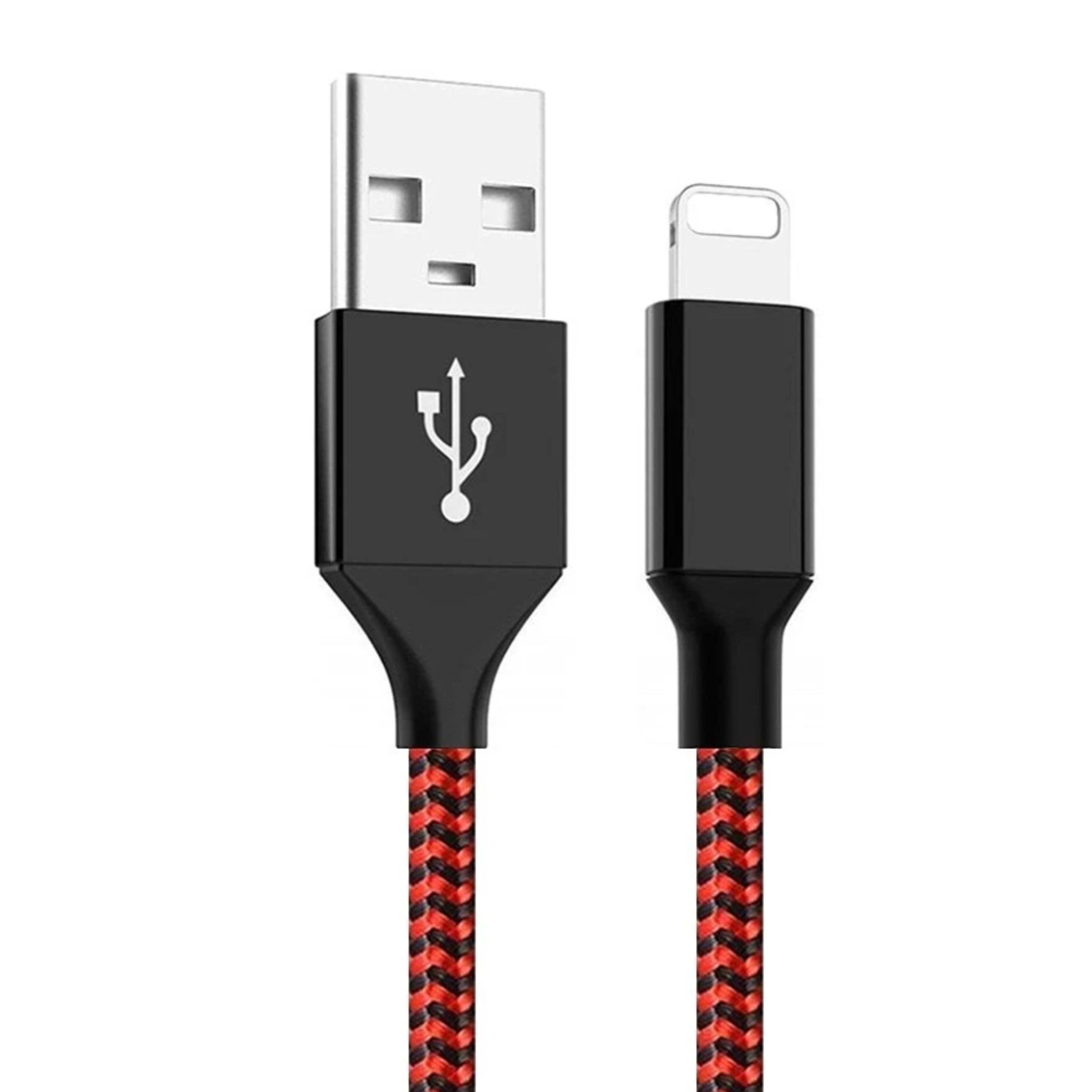 Front. Kitcheniva - Braided Fast Charge USB Cord Durable Cable 6 Ft For iPhone Series Red 3 Pack.