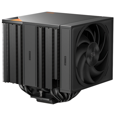 Front. PCCOOLER - RZ820 Dual Tower CPU Air Cooler, 8 Heat Pipes, 290W TDP, Magnetic Aluminum ARGB Top Cover, 165mm Tall, 120 & 140mm Fans - Black.