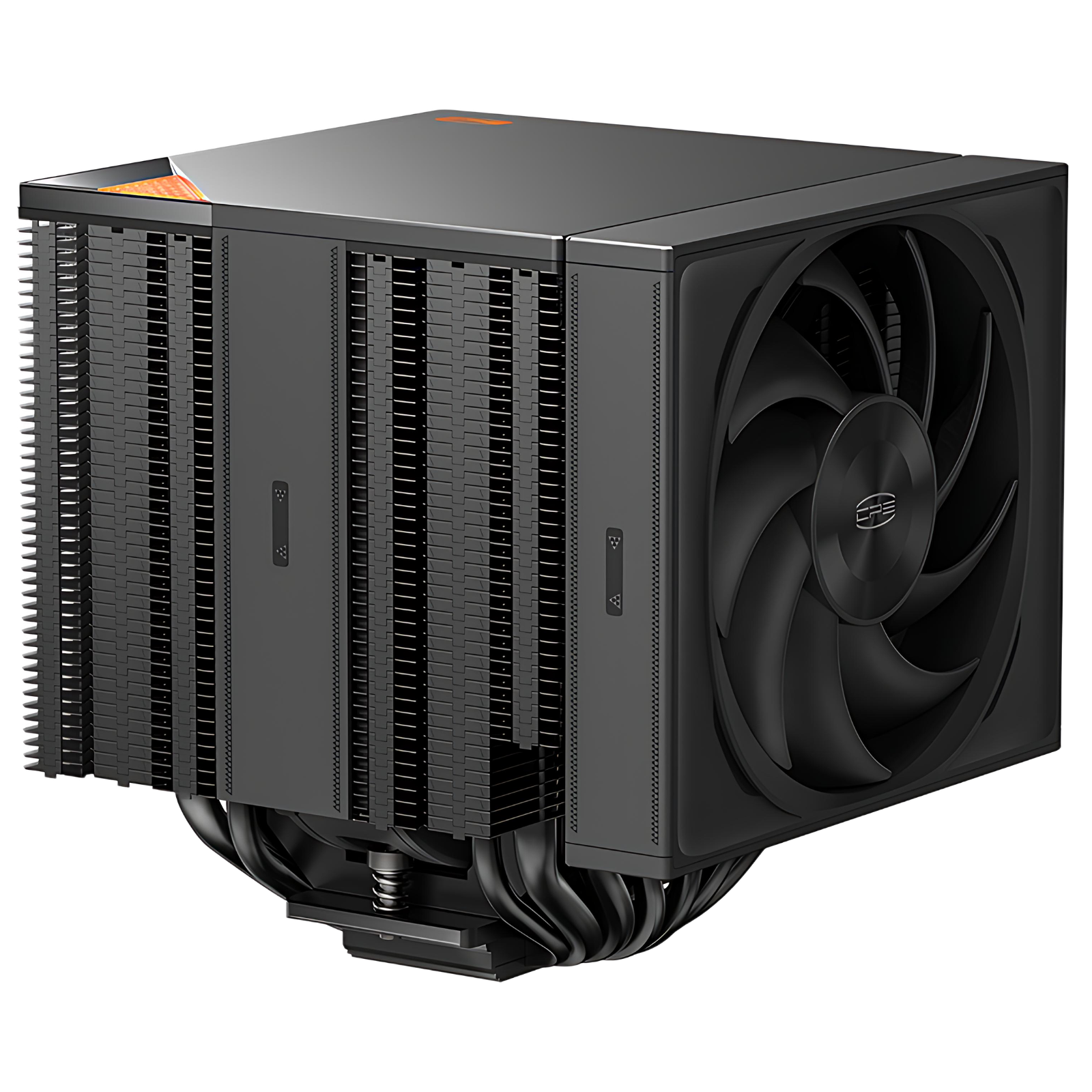 Front. PCCOOLER - RZ820 Dual Tower CPU Air Cooler, 8 Heat Pipes, 290W TDP, Magnetic Aluminum ARGB Top Cover, 165mm Tall, 120 & 140mm Fans - Black.