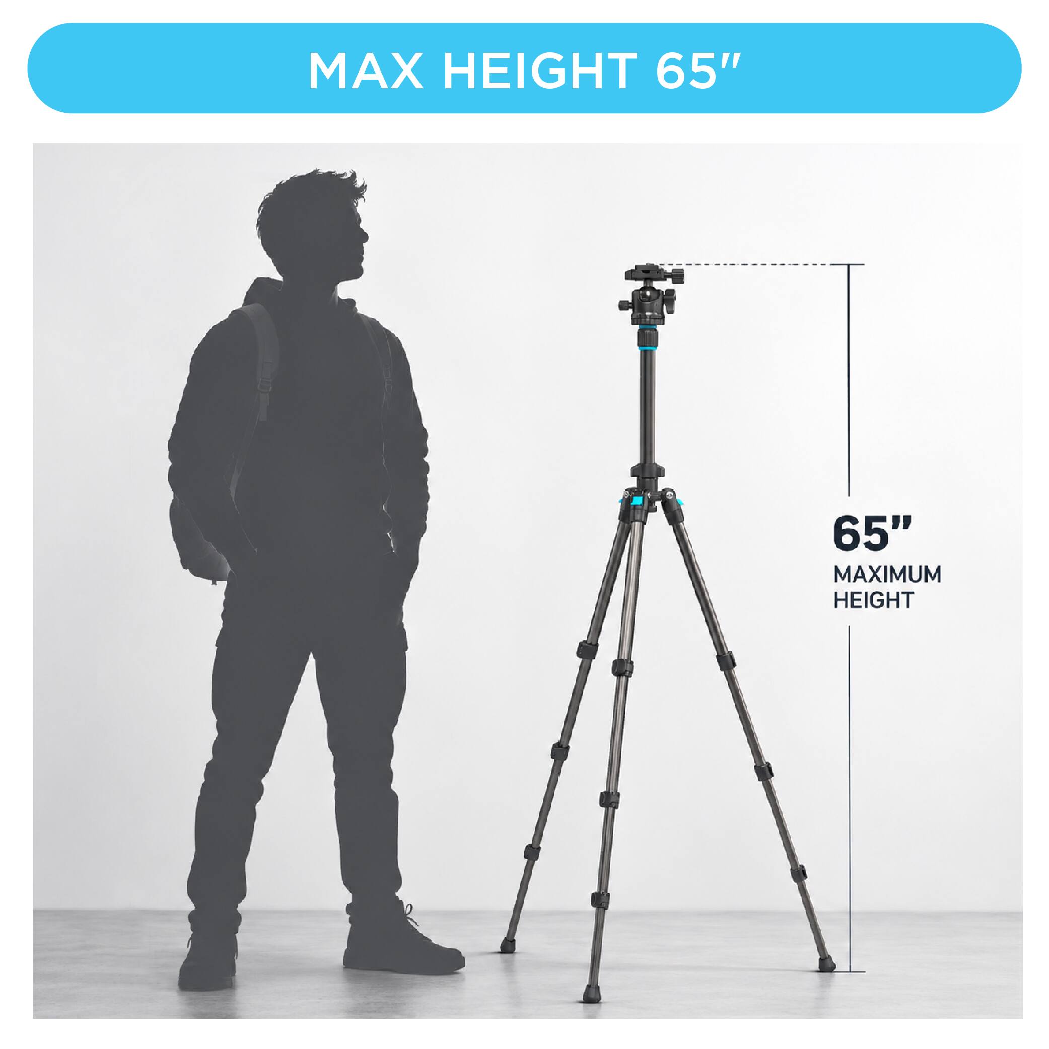 MAX HEIGHT 65"  
65" MAXIMUM HEIGHT