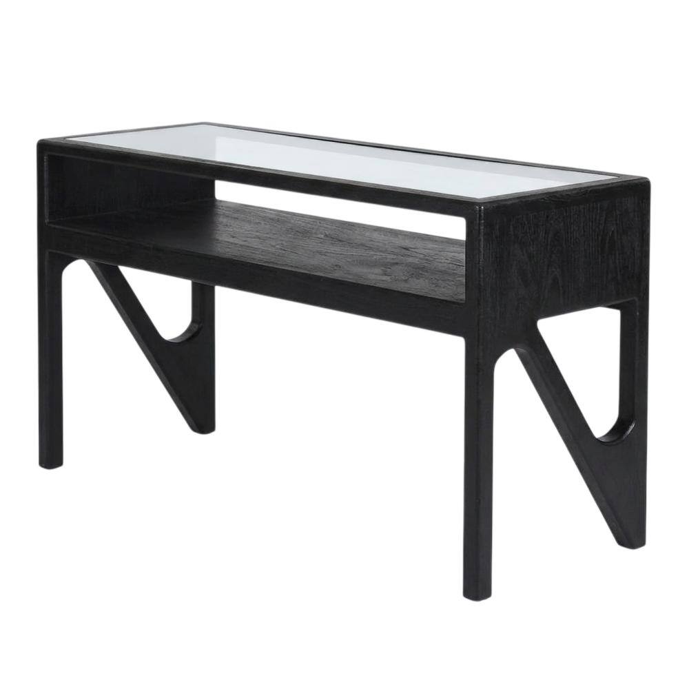 Front. Porter Designs - Canberra Solid Mango Wood Console Table - Black.