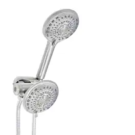 Akicon - 2-in-1 Rain Shower Head with Handheld Spray Combo 6-Setting Anti-Clog Nozzles 2.5 gpm - Brushed Nickel