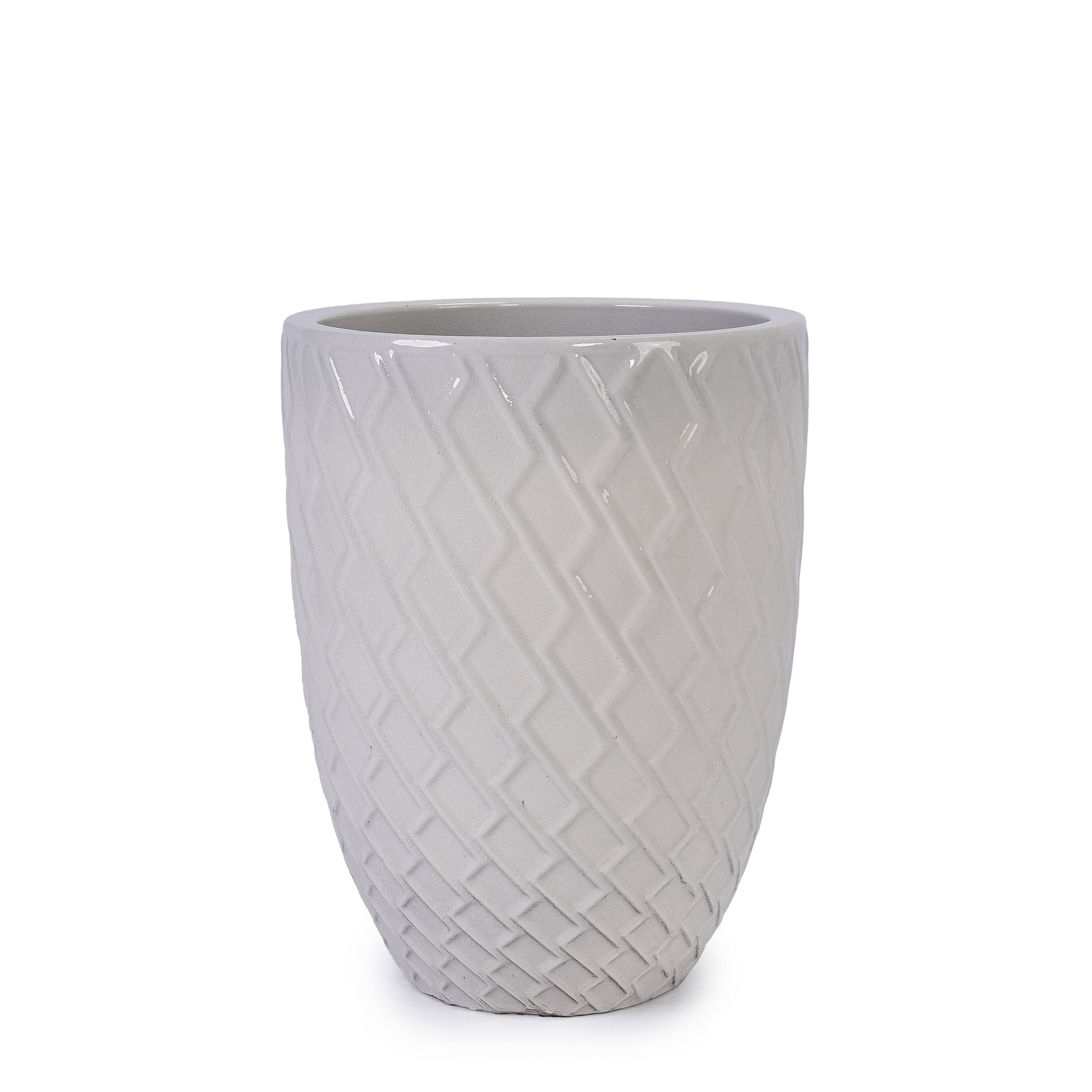 Alt View 6. Loheer - Loheer Large Ceramic Planter Pot, White Handmade Tree Planter Pot with Drainage Hole, Indoor Outdoor, 21.26 H.