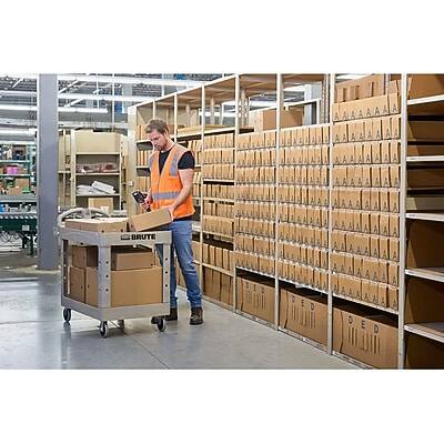 Alt View 5. RubberMaid - Rubbermaid 2-Shelf Plastic/Poly Mobile Utility Cart with Swivel Wheels, Beige (FG450088BEIG) - Beige.