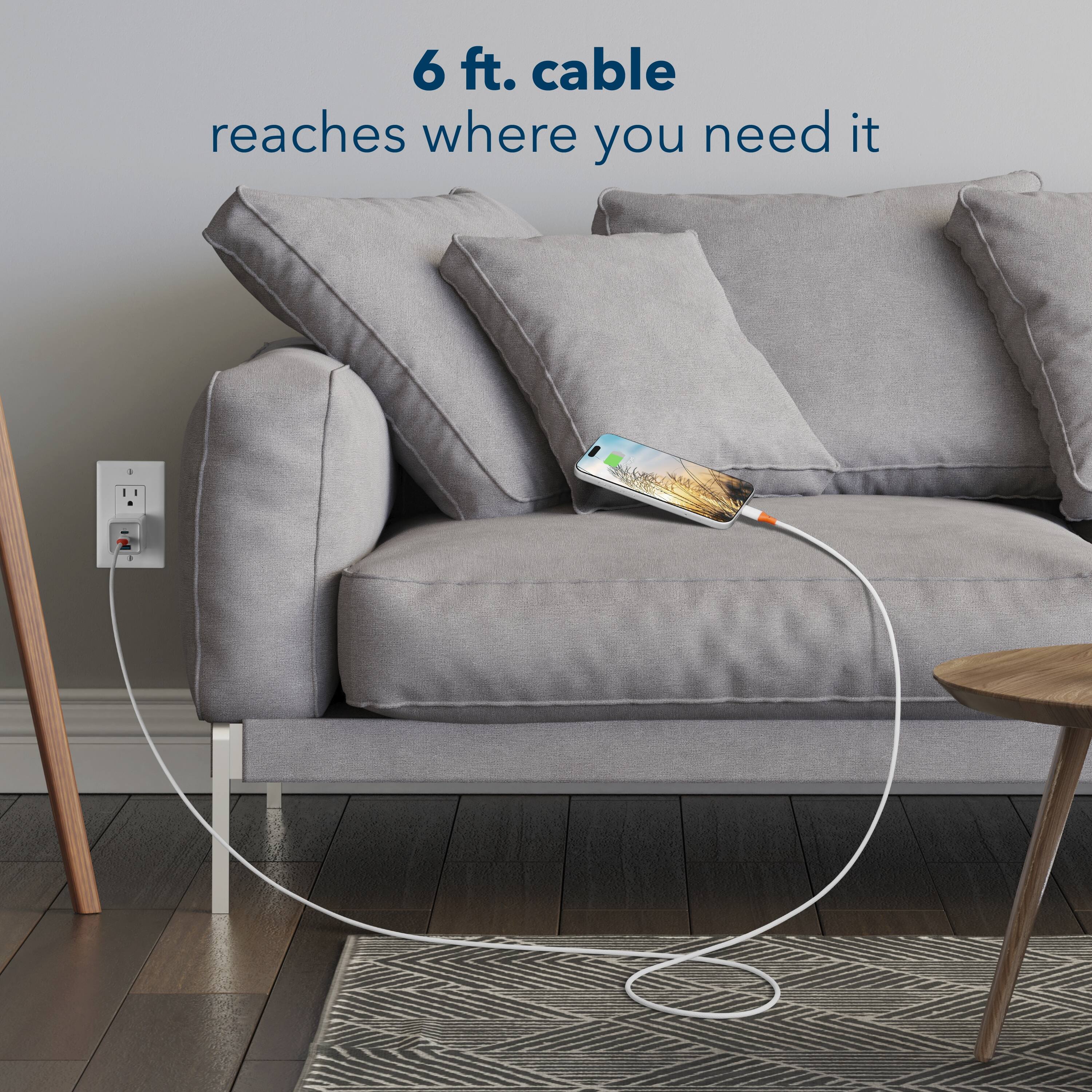 6 ft. cable reaches where you need it