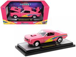 M2 - 1966 Ford Mustang Fastback 2+2 Pink with Blue & Yellow Stripes "Pro Street" Limited Edition 6250 pcs 1/24 - Pink with Blue And Yellow