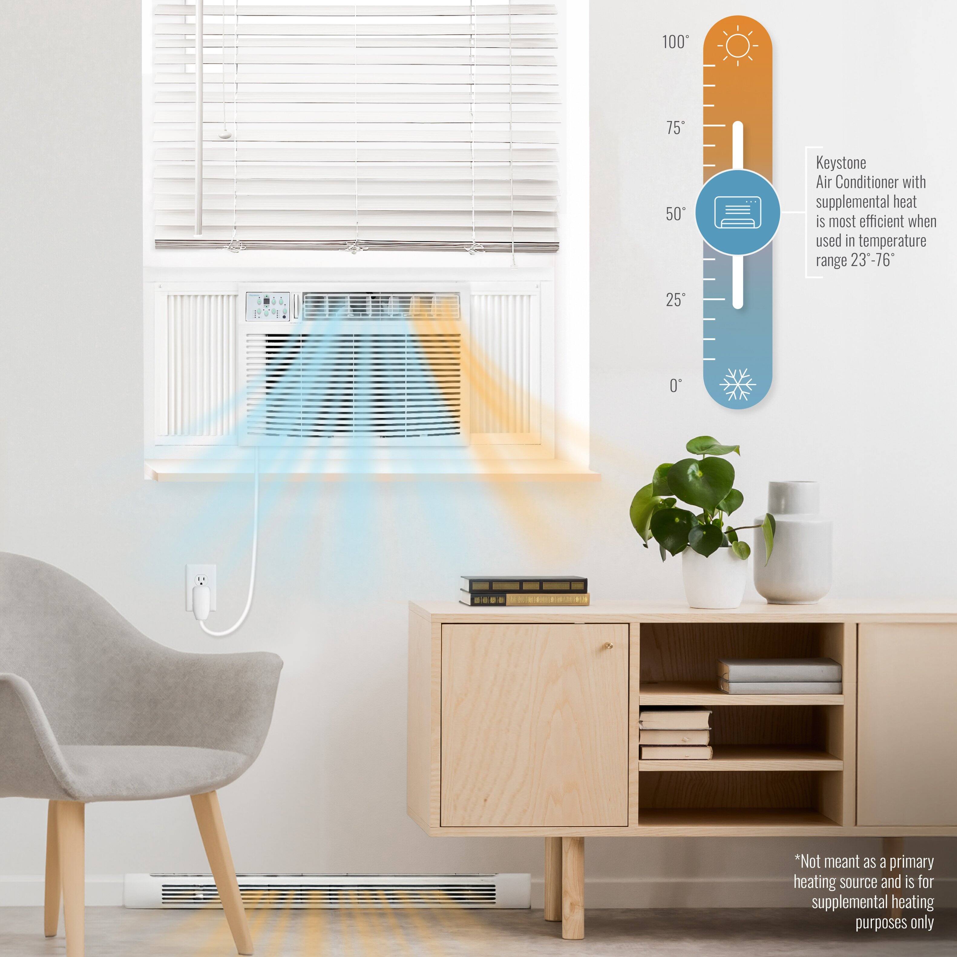 100° 75° 50° Keystone Air Conditioner with supplemental heat is most efficient when used in temperature range 23°-76°

*Not meant as a primary heating source and is for supplemental heating purposes only