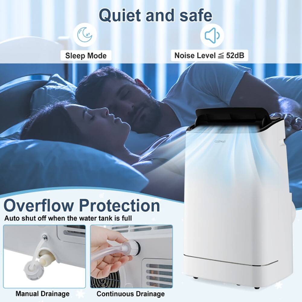 Quiet and safe  
Sleep Mode  
Noise Level ≤ 52dB  

COSWAY  
Overflow Protection  
Auto shut off when the water tank is full  
Manual Drainage  
Continuous Drainage