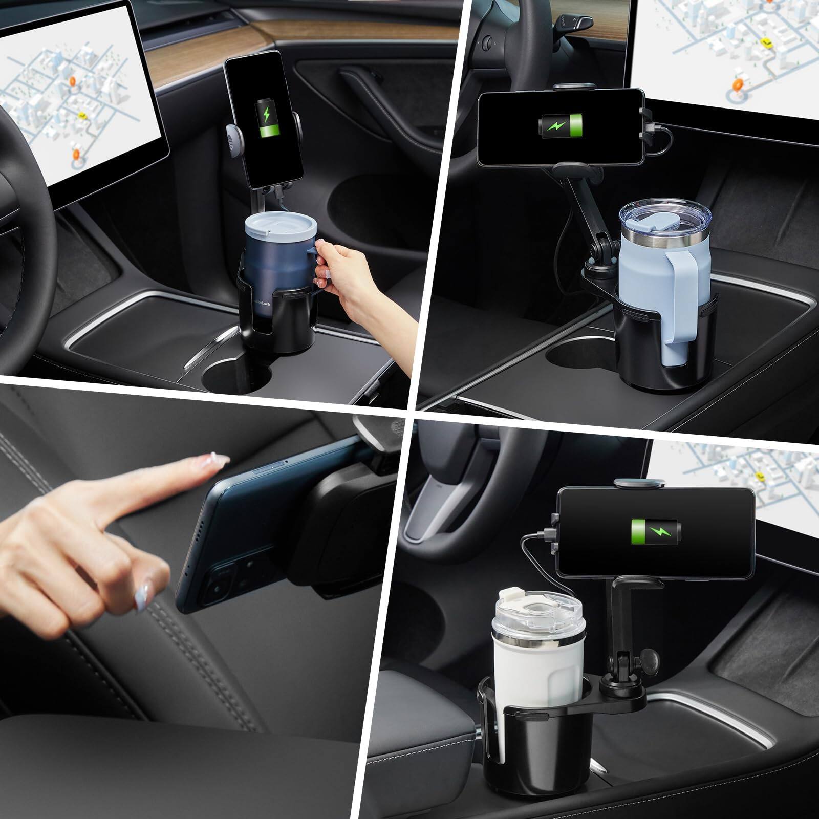 Alt View 3. COTTAGE - Cup Holder Phone 15w Fast Charging Auto Clamping For With Adjustable Base Rotation Compatible All Smartphon... - Default.