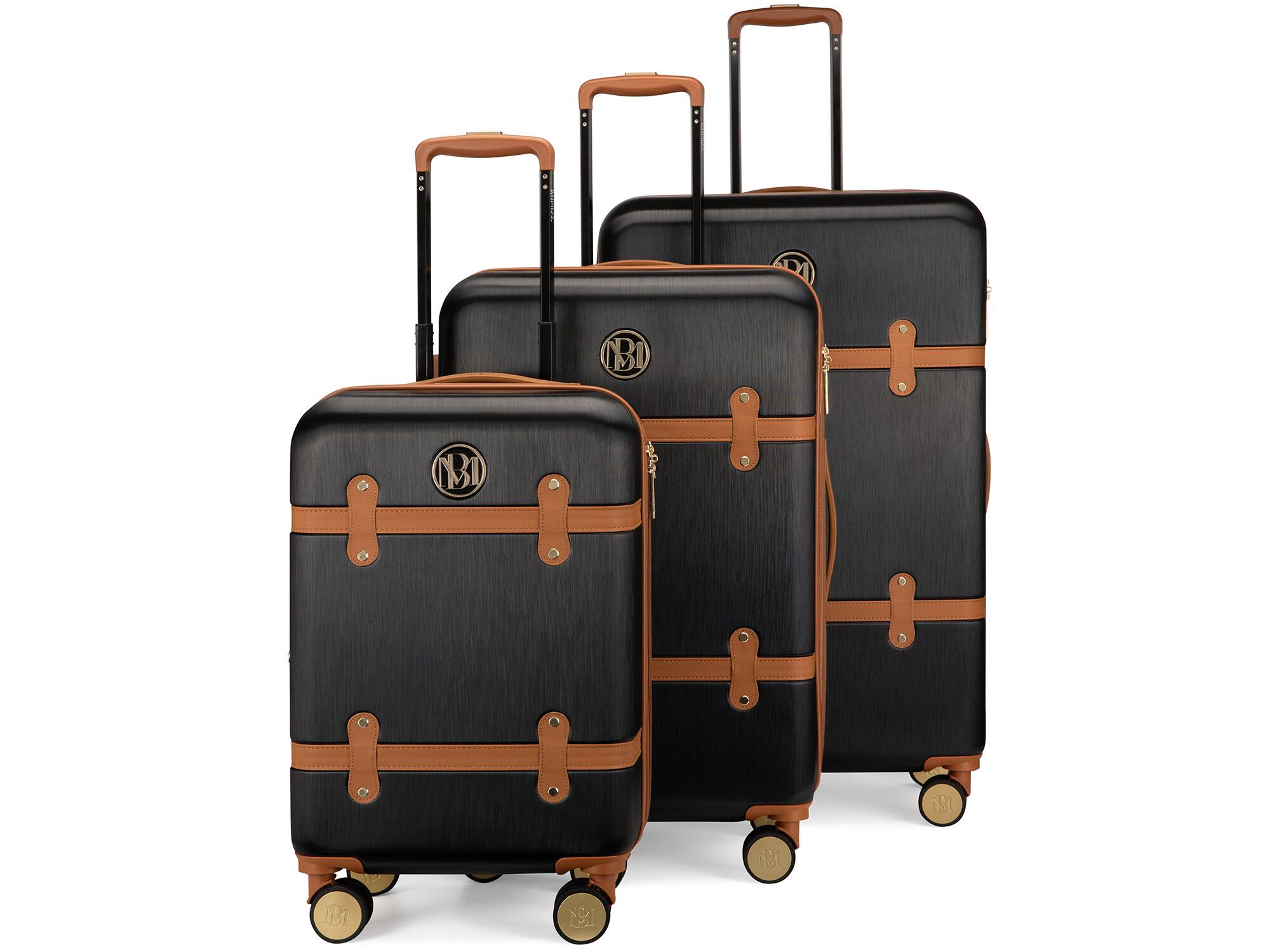 Angle. Badgley Mischka - Badgley Mischka Grace 3 Piece Expandable Retro Luggage Set - Black - Black.