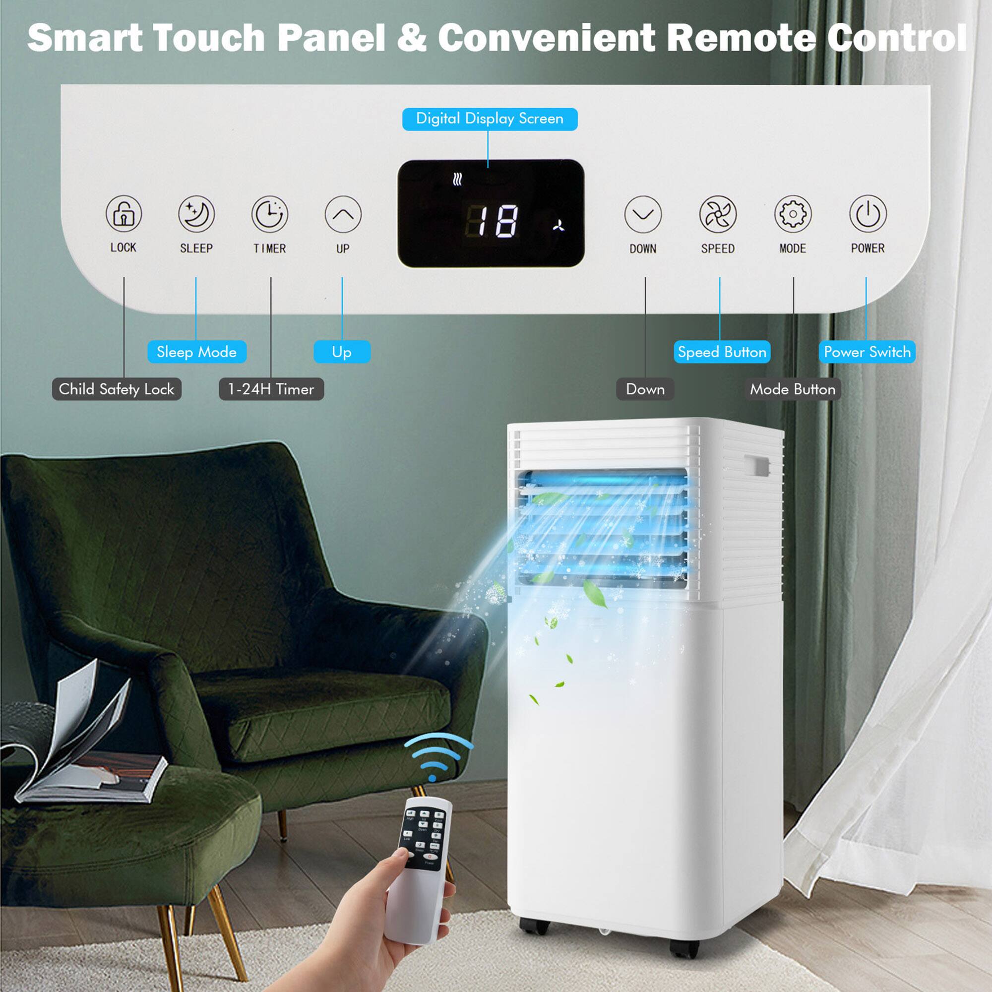Smart Touch Panel & Convenient Remote Control
Digital Display Screen
LOCK SLEEP TIMER UP DOWN SPEED MODE POWER
Sleep Mode Up Speed Button Power Switch
Child Safety Lock 1-24H Timer Down Mode Button