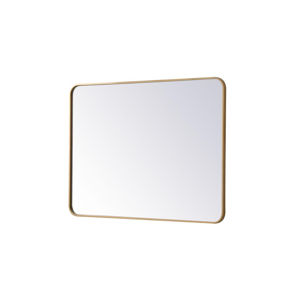 Alt View 1. Elegant Decor - Soft corner metal rectangular mirror 30x40 inch in Brass - Brass.