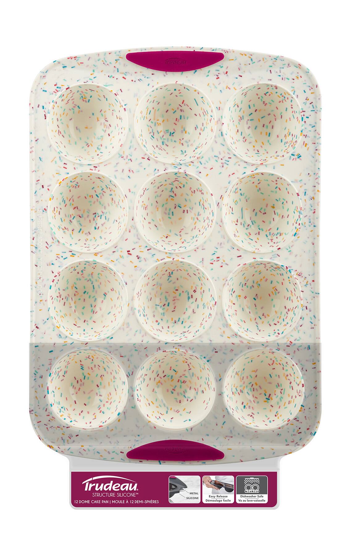 Trudeau Structure Silicone 12 Dome Cake Pan | Moule à 12 Demi-Sphères  
Easy Release  
Dishwasher Safe