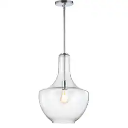 Jonathan Y - Watts 13.25" 1-Light Mid-Century Modern Iron/Glass LED Pendant - Chrome/Clear