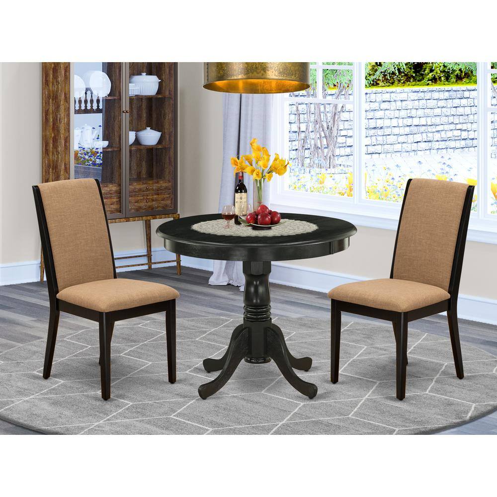 Left. East West Furniture - Dining Room Set Wirebrushed Black - Brown.