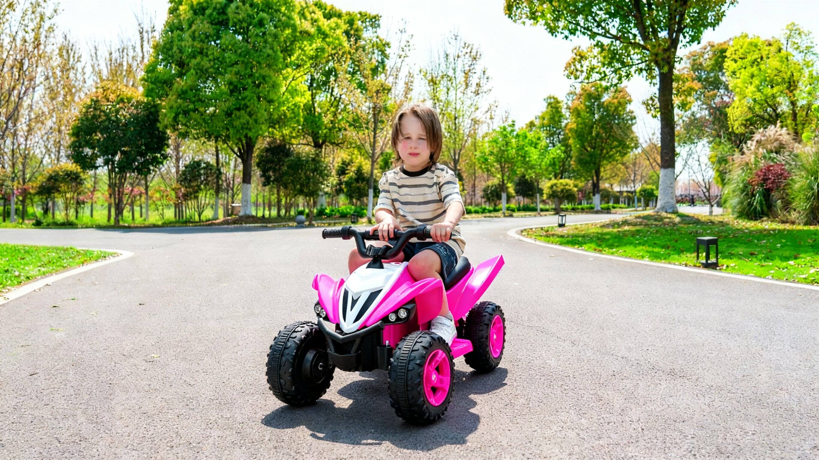 Back. BreeBe - Kids Electric Car 12V Dual Motor Ride-On Toy for 3-6 Years with Bluetooth, LED Lights, 2 Speeds, Forward/Backward - Pink.