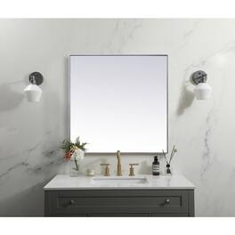 Elegant Decor - Metal Frame Square Mirror 42 inch - Silver