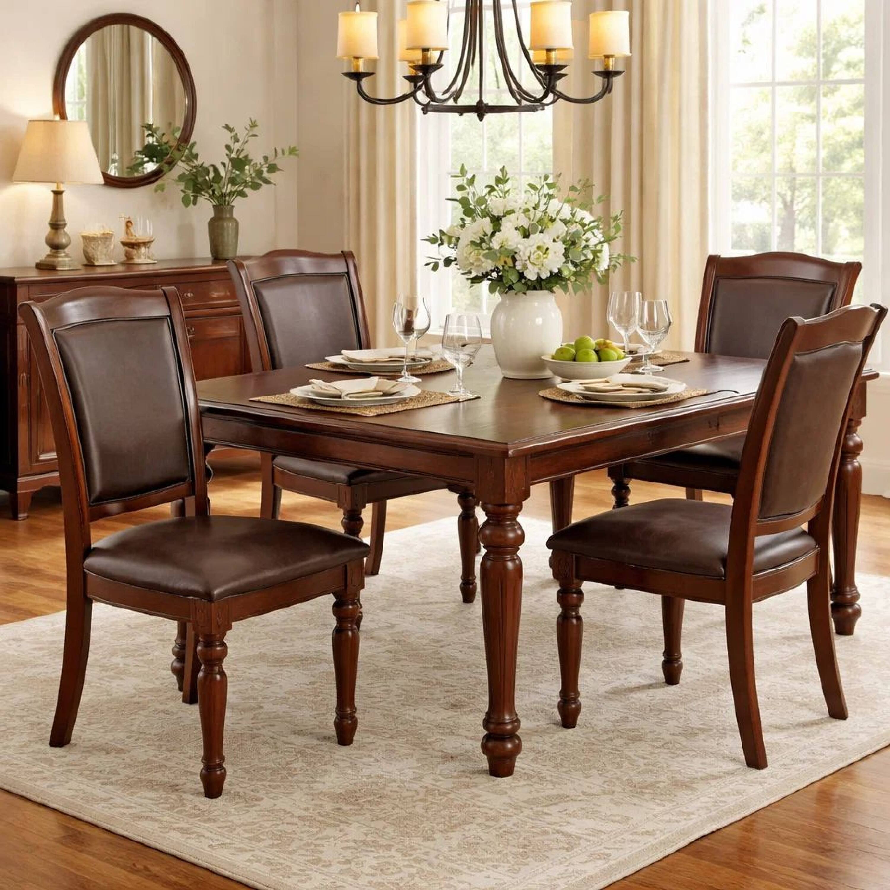 Alt View 5. Manhattan Lane - Set Of 2 Rubber Wood Traditional Dining Chair, Dark Brown - Dark Brown.