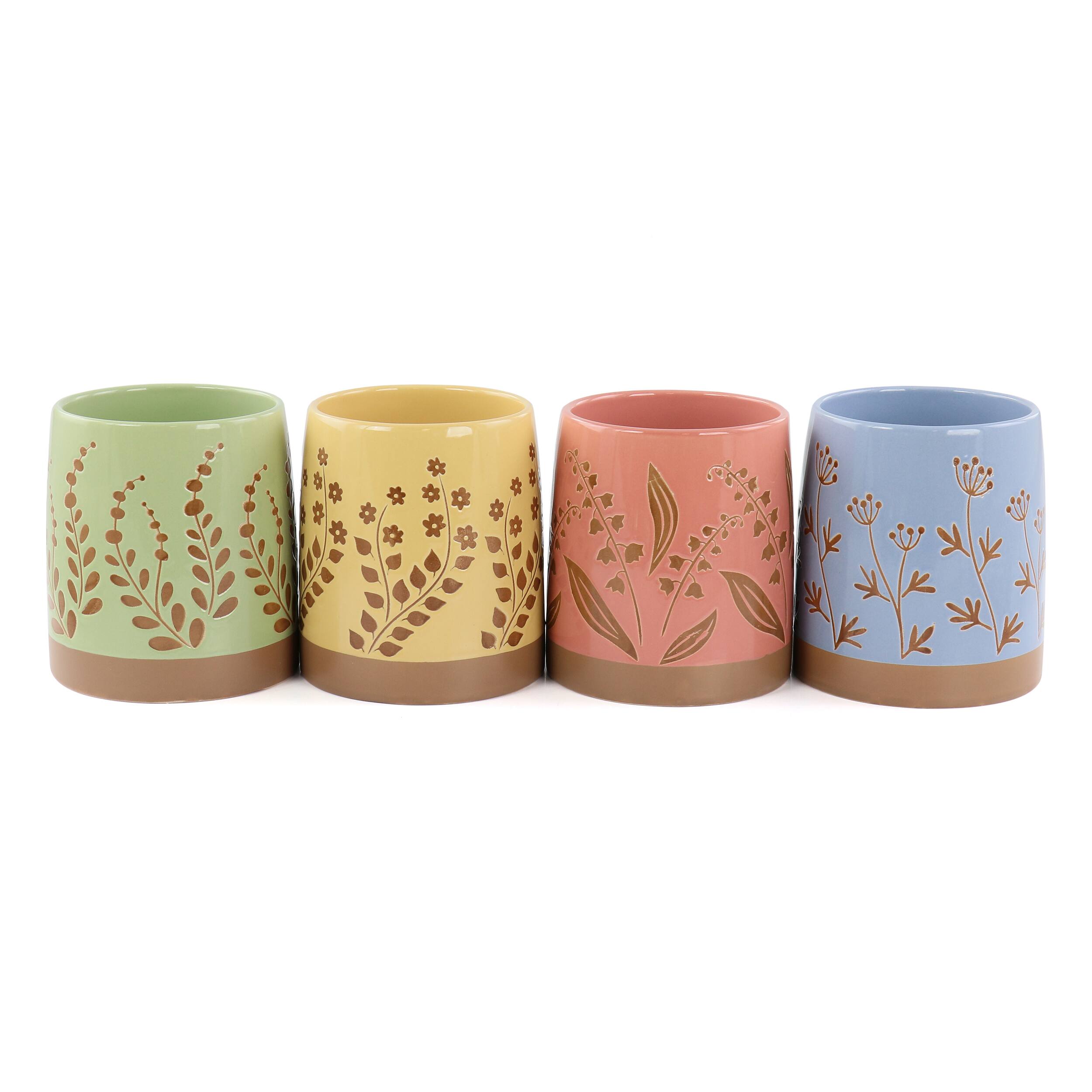 Alt View 1. Gibson - Gibson Home Garcelle 4 Piece 18 Ounce Round Stoneware Mug Set in Assorted Designs and Colors - Assorted.