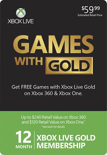 Microsoft Xbox Live 12 Month Gold Membership Green XBOX 12MO GAMES W/ GOLD 2014 $ - Best Buy
