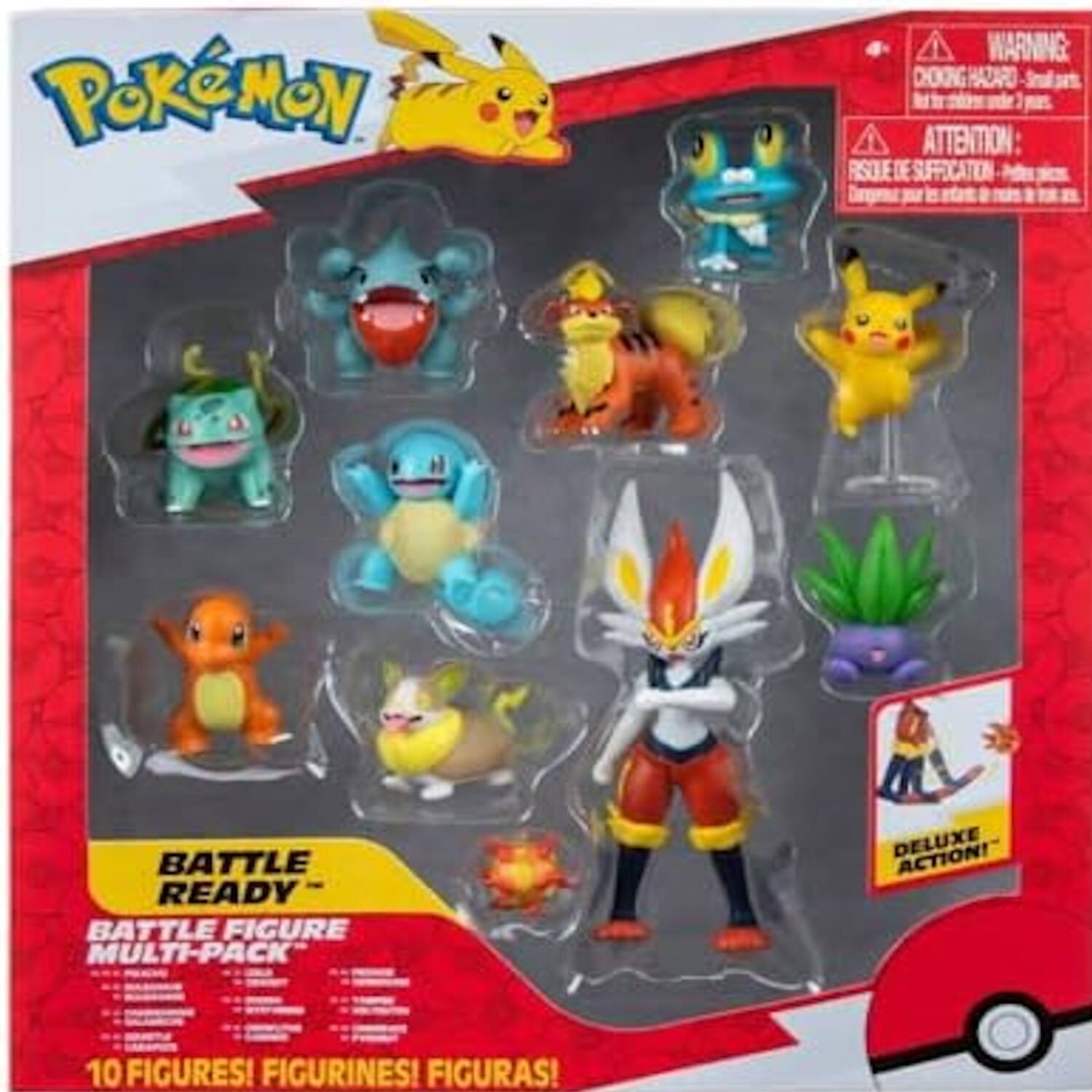 Pokémon WARNING: DO NOT HATRO ATTENTION: RSQLE SOTEDESUFFOCATION BATTLE READY BATTLE FIGURE MULTI-PACK DELUXE ACTION! 10 FIGURES! FIGURINES! FIGURAS!