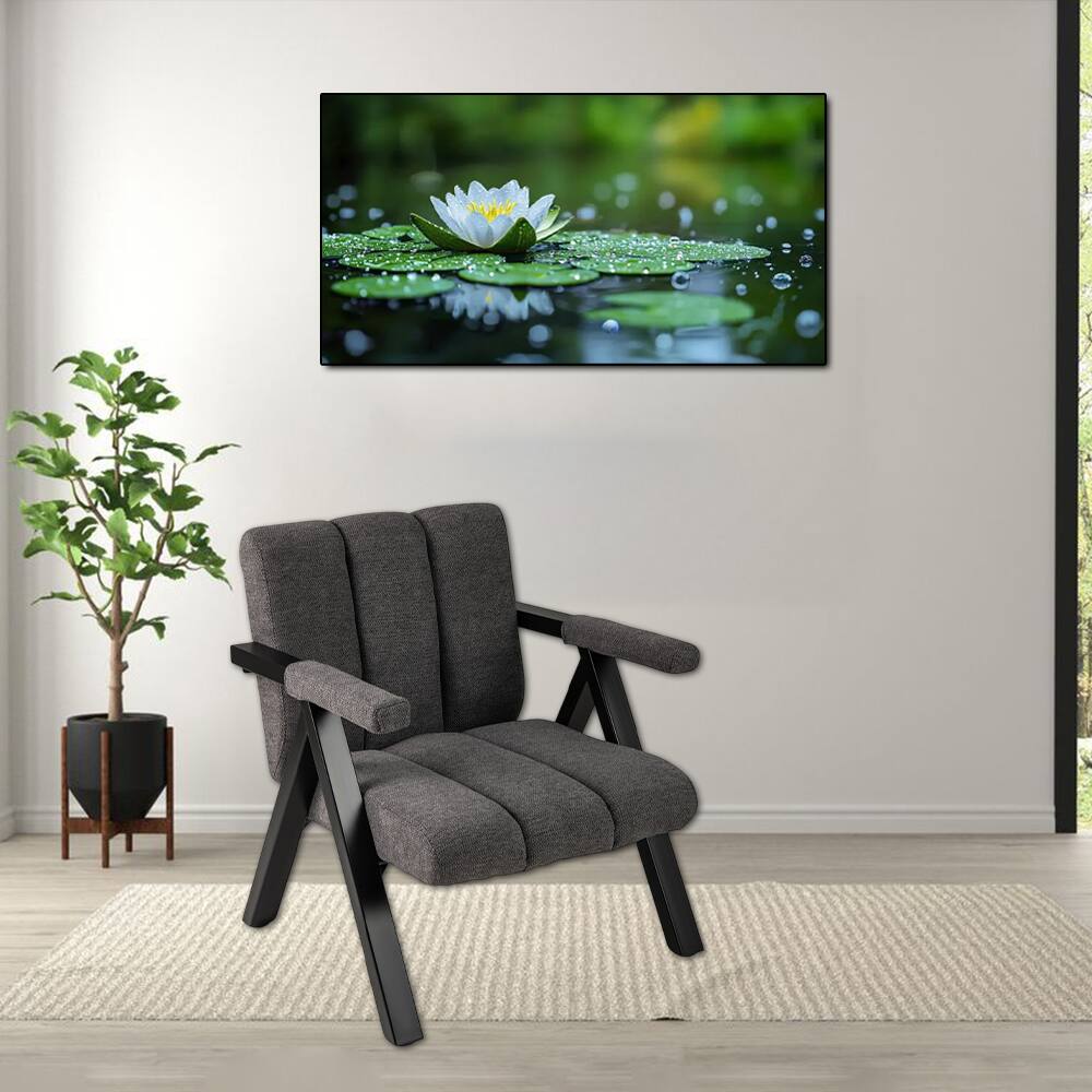 Hivvago - Large Modern Armchair with Metal Frame and Comfortable Armrests - Gray