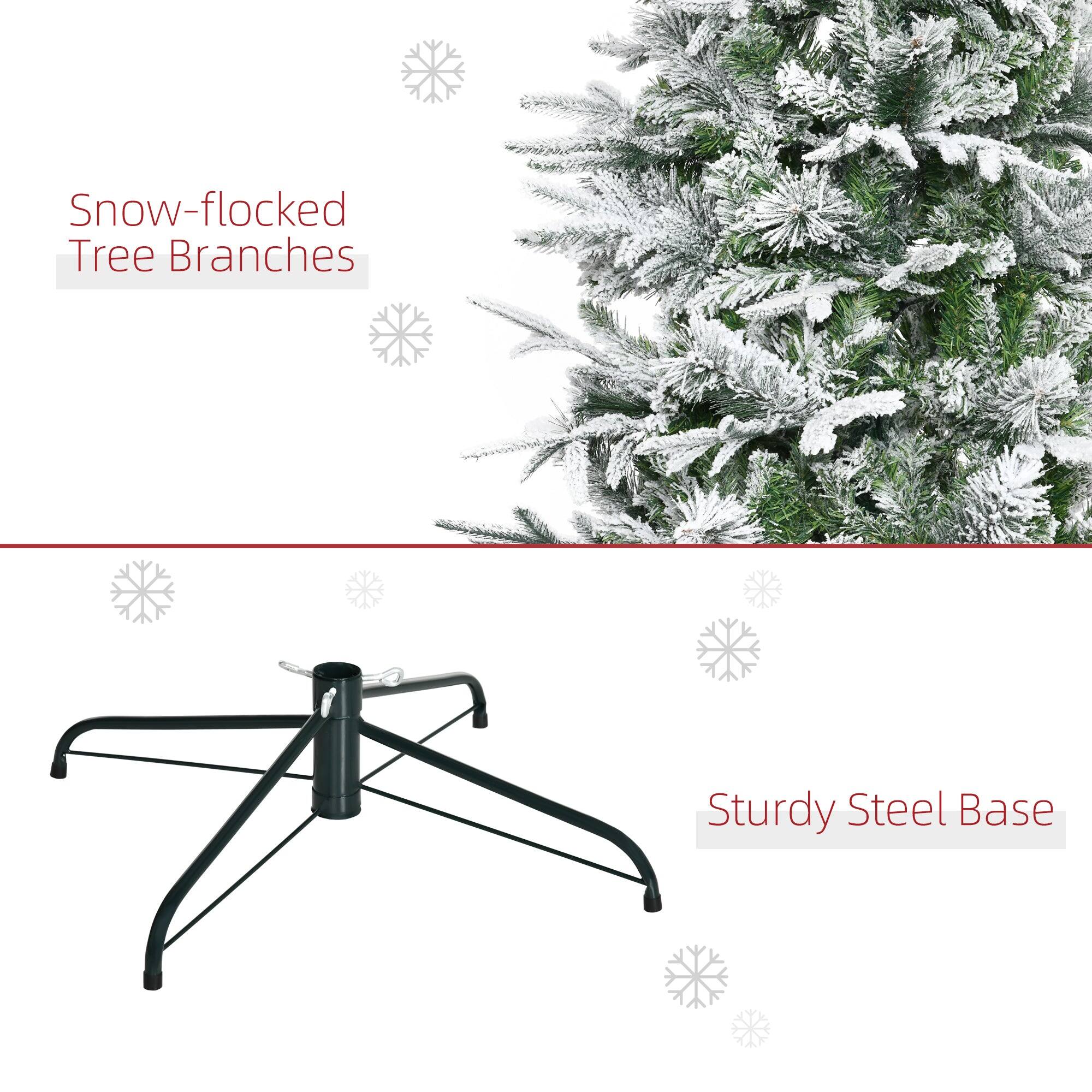 Snow-flocked Tree Branches  
Sturdy Steel Base